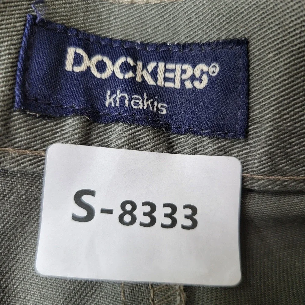 Dockers Men Pants 36X32 Olive Chino Twill Pleated Button 32